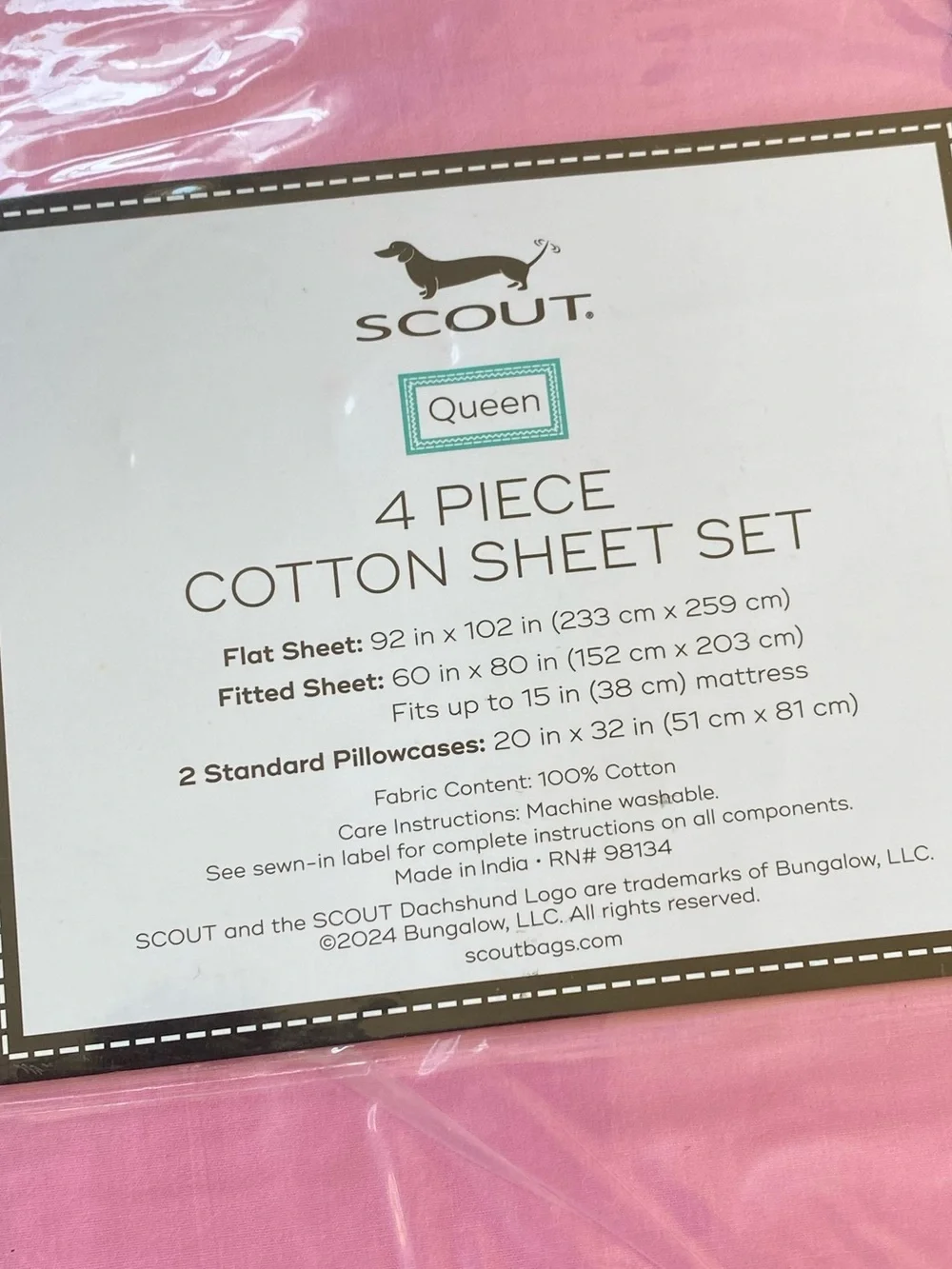 PINK queen sheet set by SCOUT